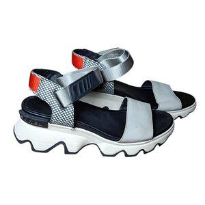 Sorel Kinetic Impact Strap Sandals Women’s 8.5 Gray Platform Chunky Wedge Sporty